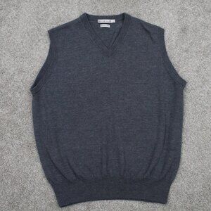 Peter Millar Sweater Vest Mens Large Gray Merino Wool Sleeveless‎ Pullover Shirt